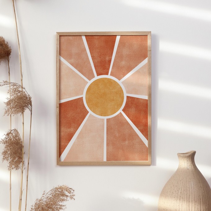 Paperlandscape | Kunstdruck "Sonne Terrakotta" | Poster Sonnenaufgang | verschiedene Größen