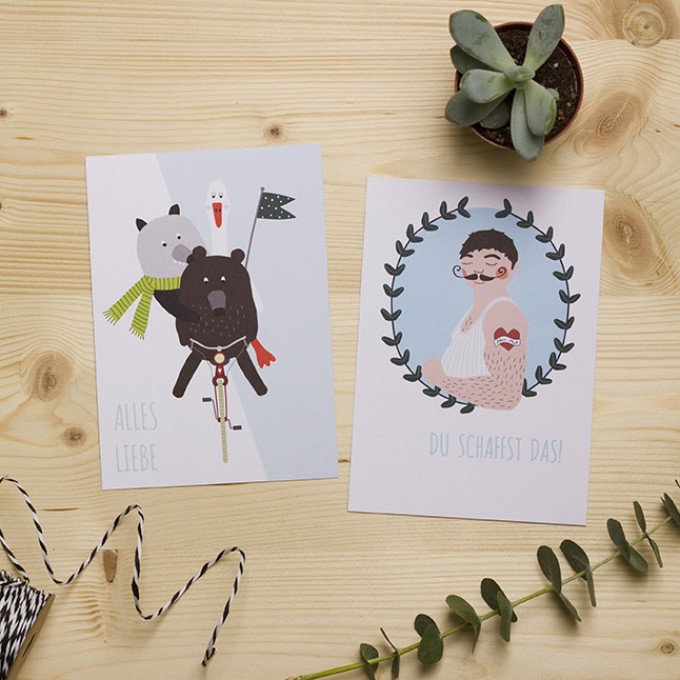 HEJ Marlen Postkarten „Alles Liebe“ und „Du schaffst das“ | Set aus 2 Karten