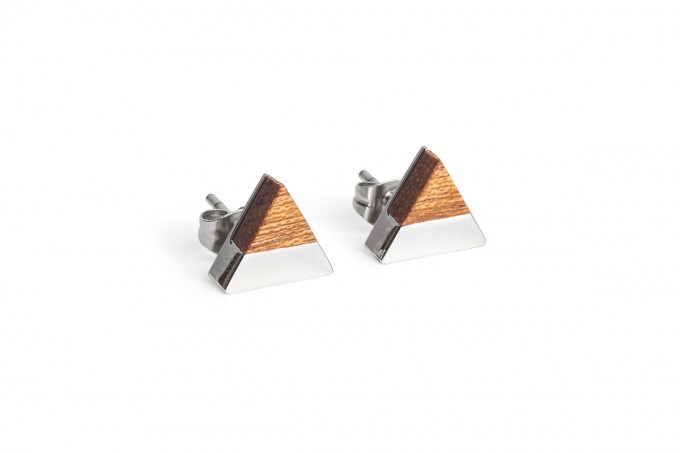 BeWooden Ohrringe - Ohrstecker mit Holzdetail - Red Earrings Triangle BeWooden Ohrringe - Ohrstecker mit Holzdetail - Red Earrings Triangle