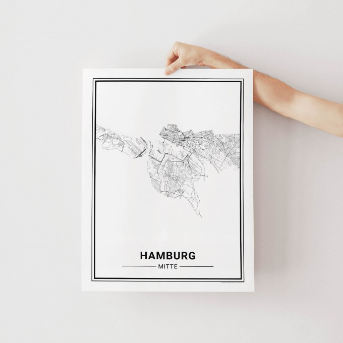 HAMBURG Mitte Poster Stadtplan von Skanemarie