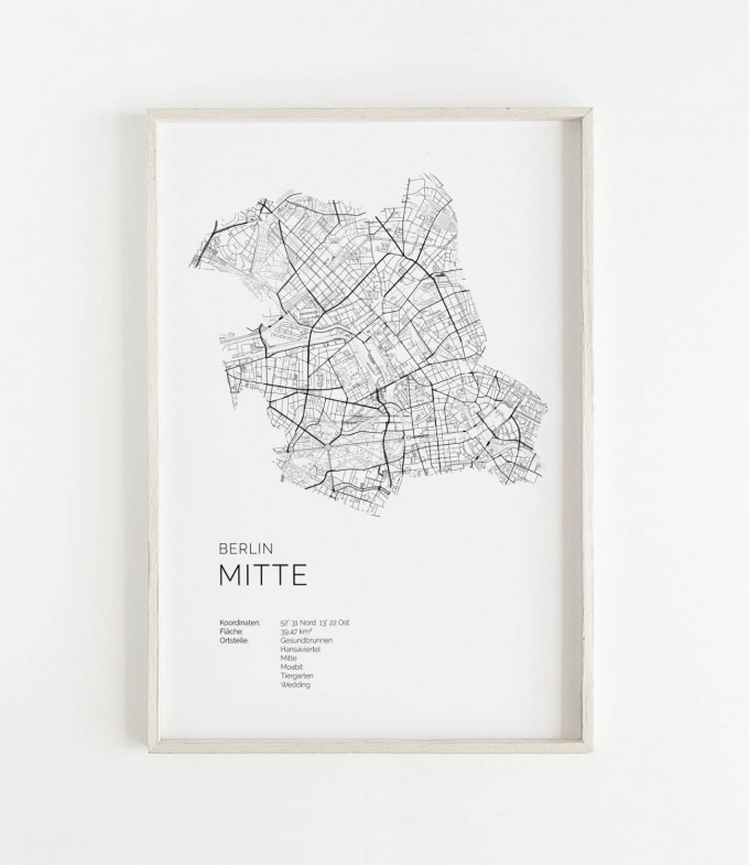 Karte BERLIN MITTE als Print von Skanemarie