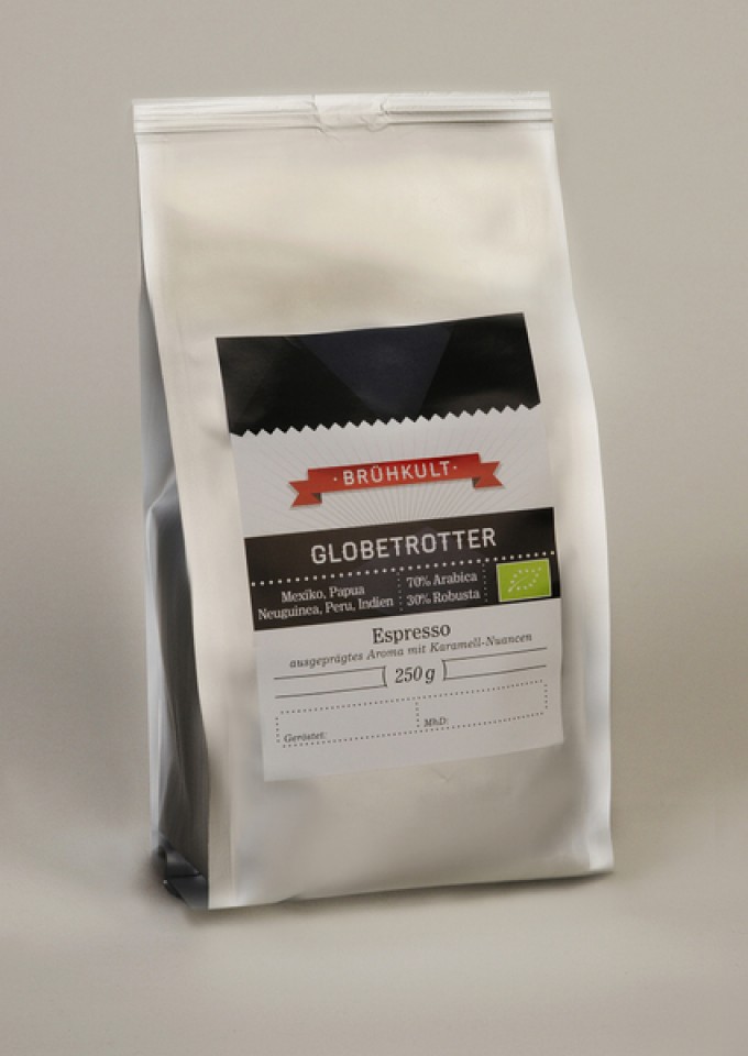 BRÜHKULT-Espresso "Globetrotter" (Bio) 250g (ganze Bohne) BRÜHKULT-Espresso "Globetrotter" (Bio) 250g (ganze Bohne)
