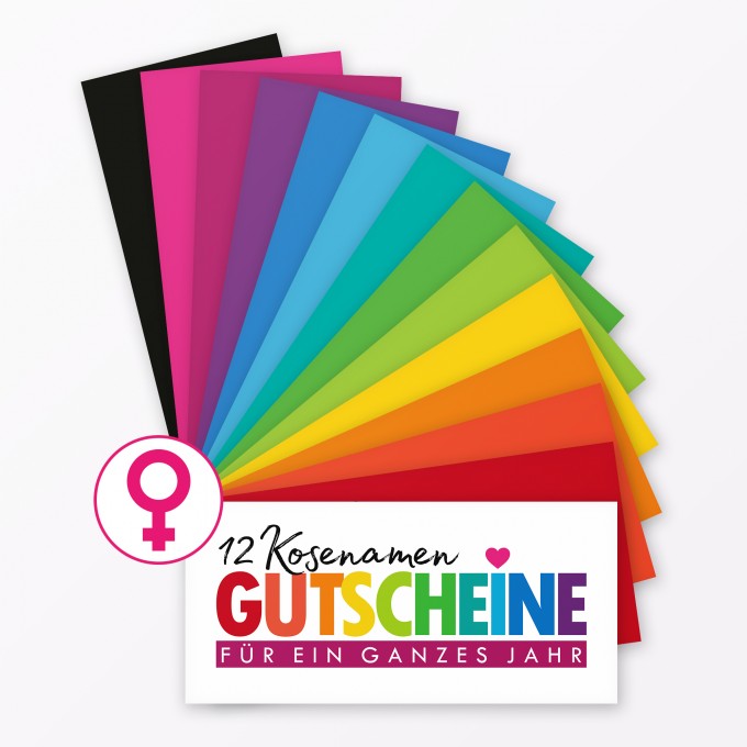 TYPOP 13-teiliges Set Gutscheinkarten "Kosenamen Frau" für ein ganzes Jahr TYPOP 13-teiliges Set Gutscheinkarten "Kosenamen Frau" für ein ganzes Jahr