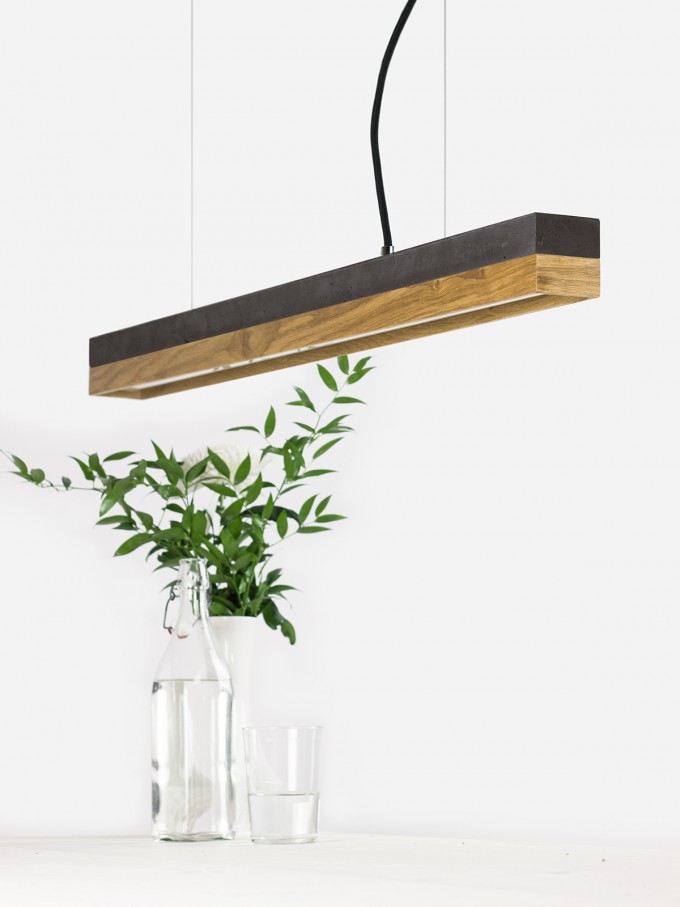 GANTlights - Beton Hängeleuchte [C2]dark/oak Lampe Eichenholz minimalistisch