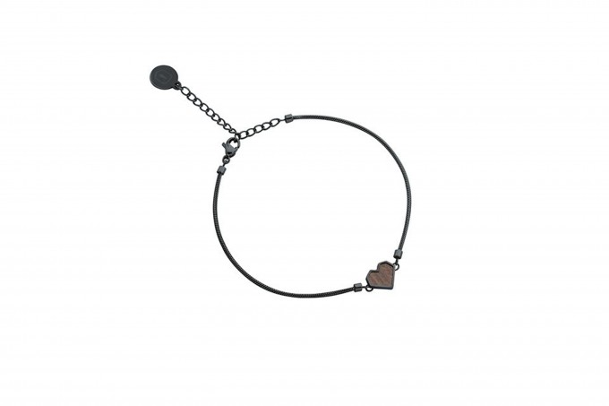 BeWooden Armband mit Holzdetail - Motiv Herz - "Apis Nox Bracelet Heart"