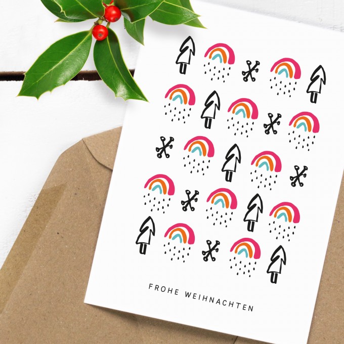 Kleine Papeterie // Weihnachtskarte // Regenbogen Kleine Papeterie // Weihnachtskarte // Regenbogen