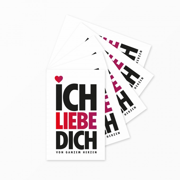 TYPOP 5-teiliges Set Design MINIKARTE „Ich liebe Dich“ für die Hosentasche TYPOP 5-teiliges Set Design MINIKARTE „Ich liebe Dich“ für die Hosentasche