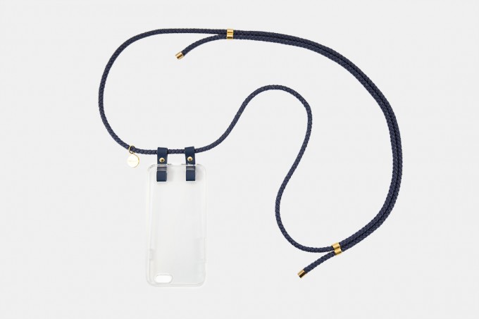 Lapàporter - iPhone Handykette mit Baumwollkordel Mélange, blau melange Lapàporter - iPhone Handykette mit Baumwollkordel Mélange, blau melange