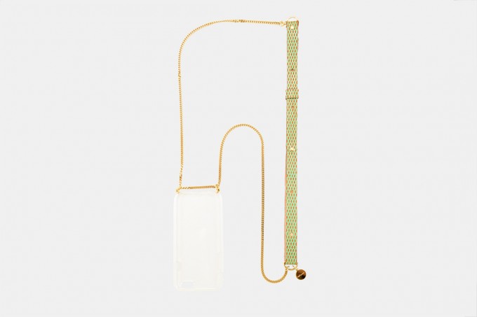 Lapàporter – iPhone Handykette aus Metall mit Lederriemen, mint/gold Lapàporter – iPhone Handykette aus Metall mit Lederriemen, mint/gold