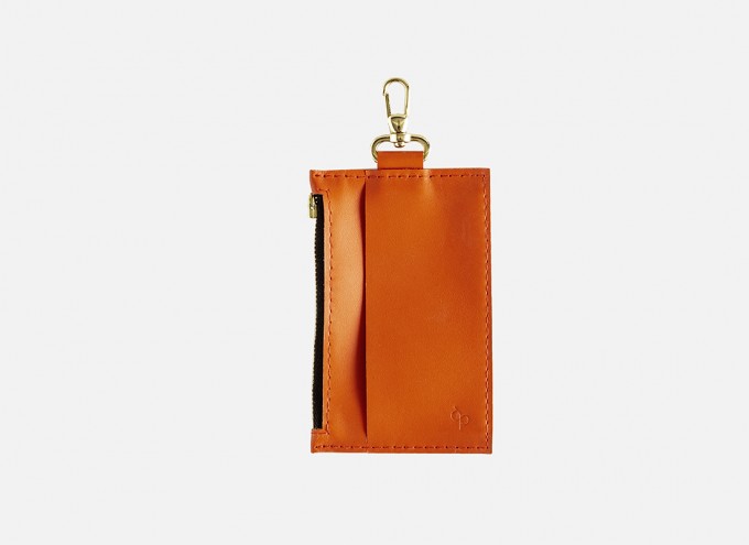 Lapàporter – Mini-Lederportemonnaie mit Karabiner, orange Lapàporter – Mini-Lederportemonnaie mit Karabiner, orange