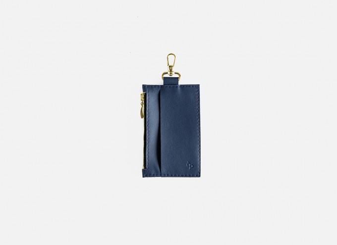 Lapàporter – Mini-Lederportemonnaie mit Karabiner, mittel blau Lapàporter – Mini-Lederportemonnaie mit Karabiner, mittel blau