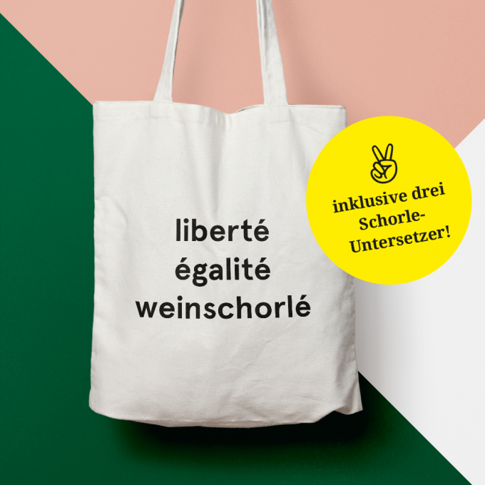 edition ij Baumwolltasche "liberté égalité weinschorlé" + Schorle-Untersetzer edition ij Baumwolltasche "liberté égalité weinschorlé" + Schorle-Untersetzer