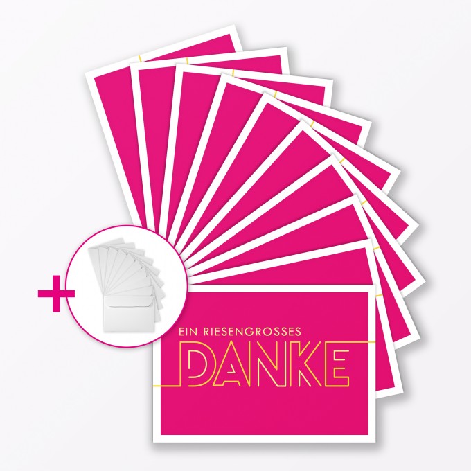 TYPOP 10-teiliges Set Dankeskarte „Dankeschön“ PINK Klappkarte A6 inkl. Umschläge weiss TYPOP 10-teiliges Set Dankeskarte „Dankeschön“ PINK Klappkarte A6 inkl. Umschläge weiss