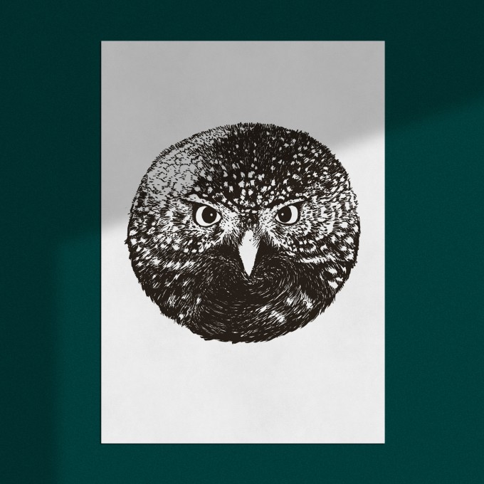 Poster "Eule", Wanddeko, Riso Art Print, A3 Poster "Eule", Wanddeko, Riso Art Print, A3