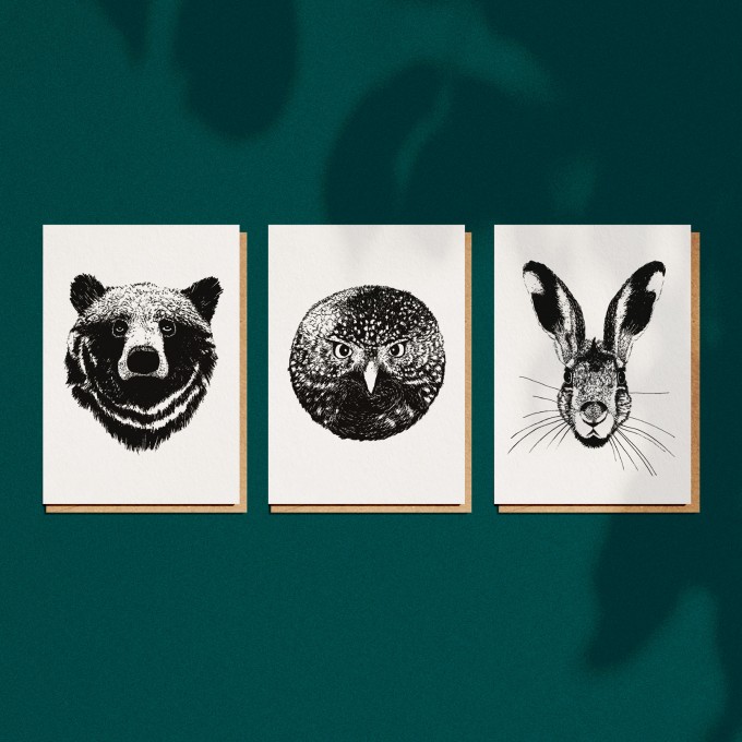 3er Set Grußkarten "Forest Animals", A6 mit Umschlag 3er Set Grußkarten "Forest Animals", A6 mit Umschlag