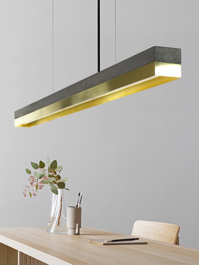 	GANTlights - Beton Hängeleuchte [C-Serie]Brass Lampe minimalistisch