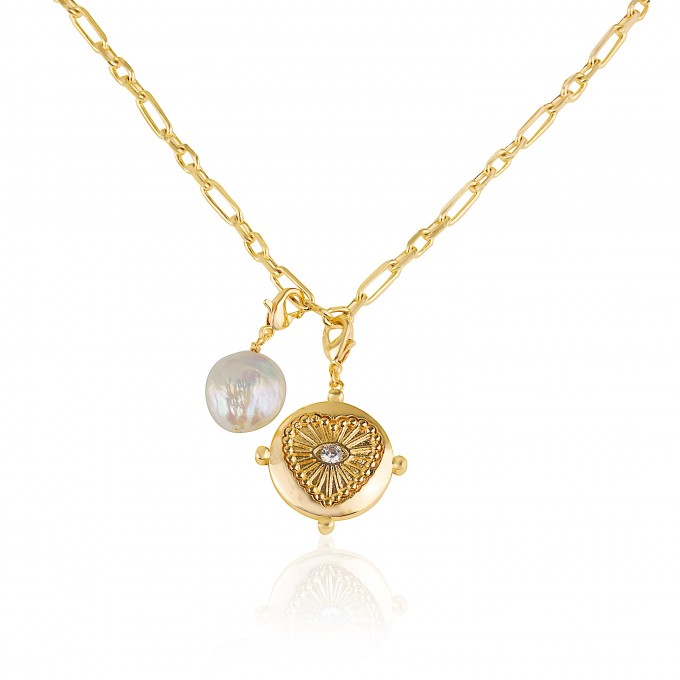 Valerie Chic - PROTECT YOUR HEART Choker & Creolen - 18 Karat vergoldet Valerie Chic - PROTECT YOUR HEART Choker & Creolen - 18 Karat vergoldet