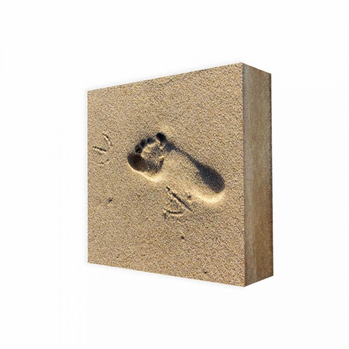 Stadtliebe® | Maritimes Cube-Bild „Barfuss am Strand“