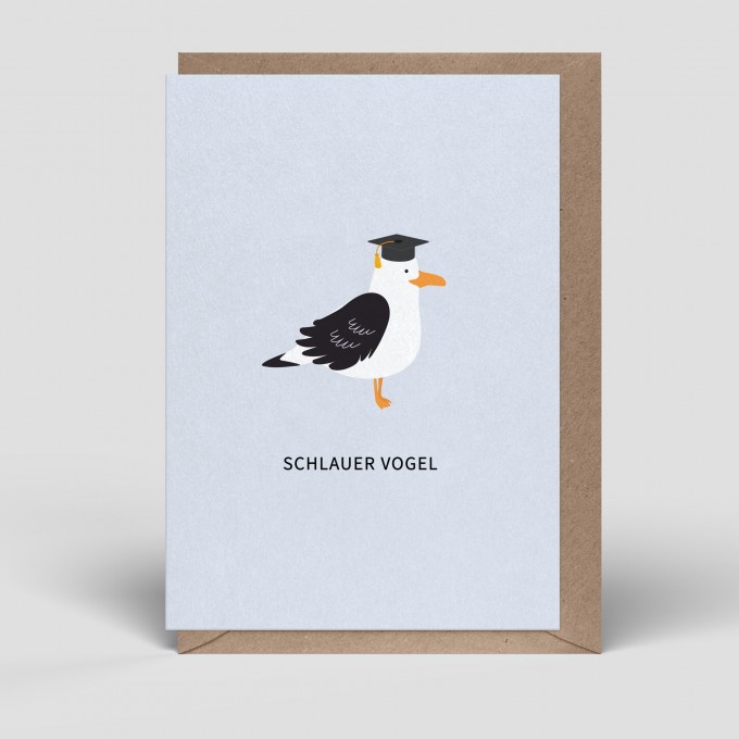 Klappkarte - Glückwunsch zum Abschluss - Schlauer Vogel - Nr. 281 - Naturbedacht