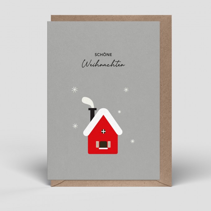 Klappkarte - Weihnachten - Haus - Nr. 292 - Naturbedacht Klappkarte - Weihnachten - Haus - Nr. 292 - Naturbedacht