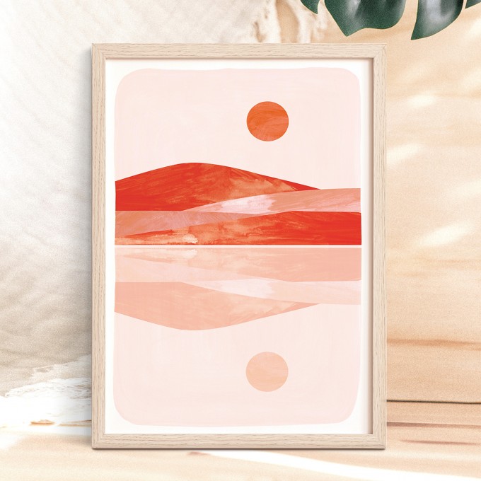 Paperlandscape | Kunstdruck "Berge mit Spiegelung" | Art Print Landschaft | rost orange | verschiedene Größen Paperlandscape | Kunstdruck "Berge mit Spiegelung" | Art Print Landschaft | rost orange | verschiedene Größen