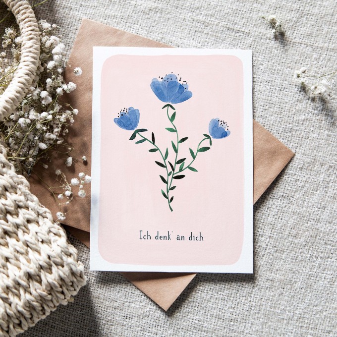 Paperlandscape | Faltkarte "Ich denk' an dich" | botanisch | Pflanzen | Aquarell Wildblume blau Paperlandscape | Faltkarte "Ich denk' an dich" | botanisch | Pflanzen | Aquarell Wildblume blau