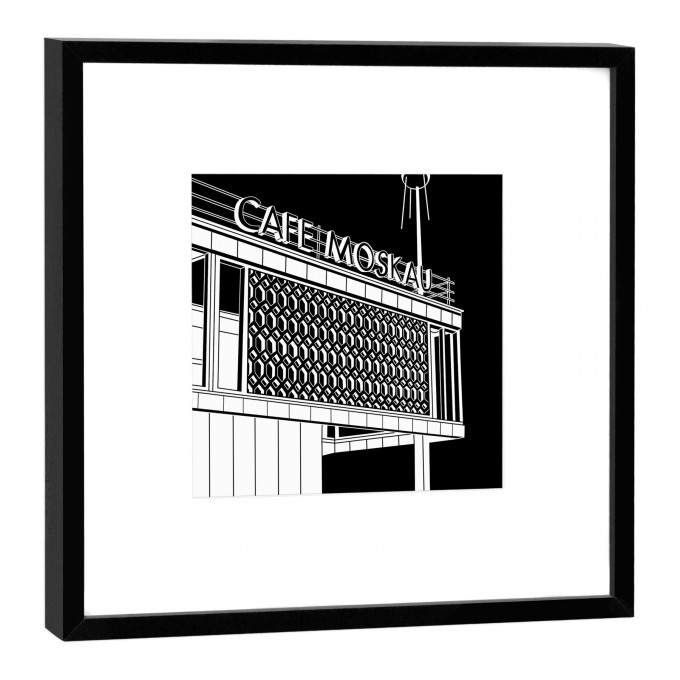 COGNOSCO Fine Art Print Café Moskau Berlin im Holzrahmen schwarz, 27 x 27 cm COGNOSCO Fine Art Print Café Moskau Berlin im Holzrahmen schwarz, 27 x 27 cm
