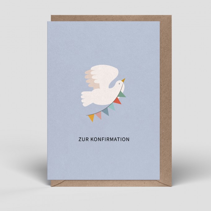 Klappkarte - Karte zur Konfirmation - Taube - Nr. 327 - Naturbedacht