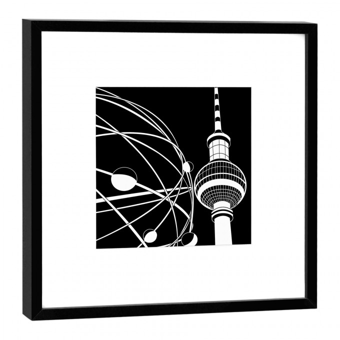 COGNOSCO Fine Art Print Weltzeituhr Berlin im Holzrahmen schwarz, 27 x 27 cm COGNOSCO Fine Art Print Weltzeituhr Berlin im Holzrahmen schwarz, 27 x 27 cm