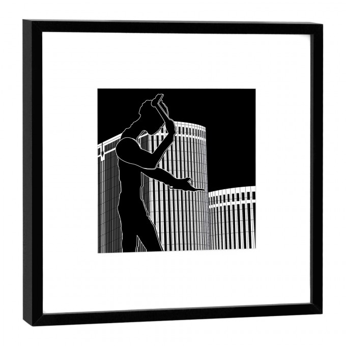 COGNOSCO Fine Art Print Hammering Man Frankfurt im Holzrahmen schwarz, 27 x 27 cm COGNOSCO Fine Art Print Hammering Man Frankfurt im Holzrahmen schwarz, 27 x 27 cm