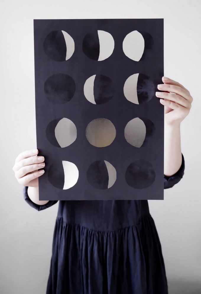 PHASES OF THE MOON - A3 Print mit Silberfolie - Anna Cosma PHASES OF THE MOON - A3 Print mit Silberfolie - Anna Cosma