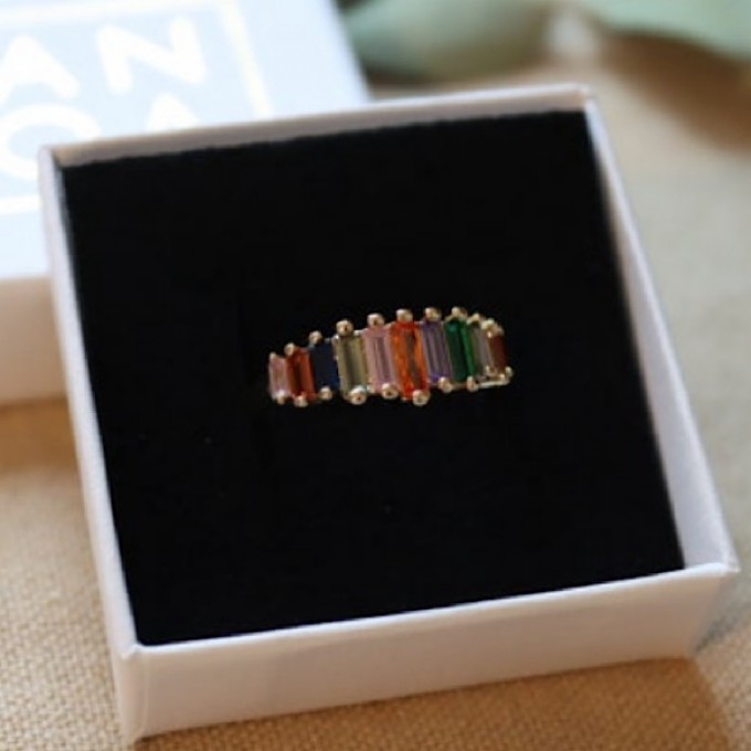 Anoa Ring Gold Rainbow bunte Steine