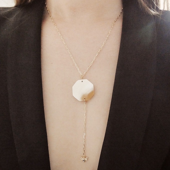 Valerie Chic - Yin Yang Kette - Zirconia, Büffelhorn, 18 Karat vergoldet Valerie Chic - Yin Yang Kette - Zirconia, Büffelhorn, 18 Karat vergoldet