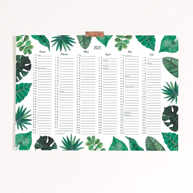 Paperlandscape | Kalender 2021 | Posterkalender A3 | Pflanzen Kalender | botanisch | tropische Blätter Paperlandscape | Kalender 2021 | Posterkalender A3 | Pflanzen Kalender | botanisch | tropische Blätter