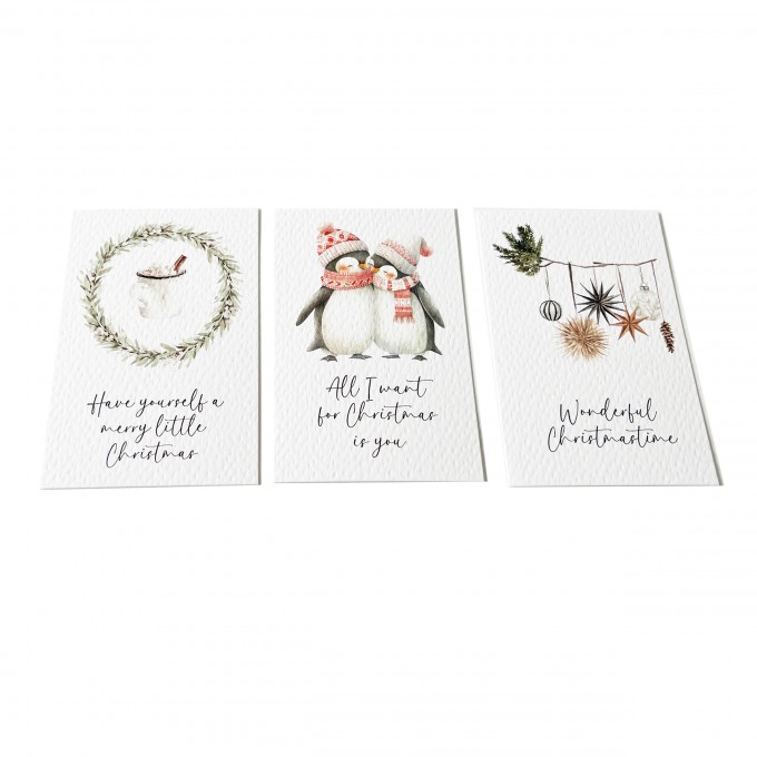 moij design Weihnachtskarten Aquarell Motive / kleine Karten / Geschenkanhänger 