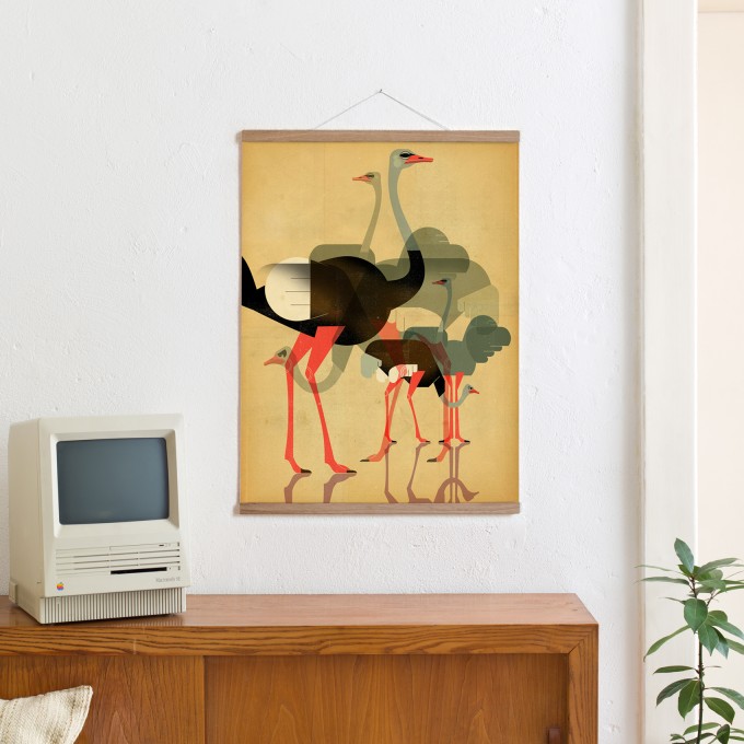KLEINWAREN / VON LAUFENBERG Set / Ostriches + Magnetische Posterleiste Eiche 50 cm KLEINWAREN / VON LAUFENBERG Set / Ostriches + Magnetische Posterleiste Eiche 50 cm
