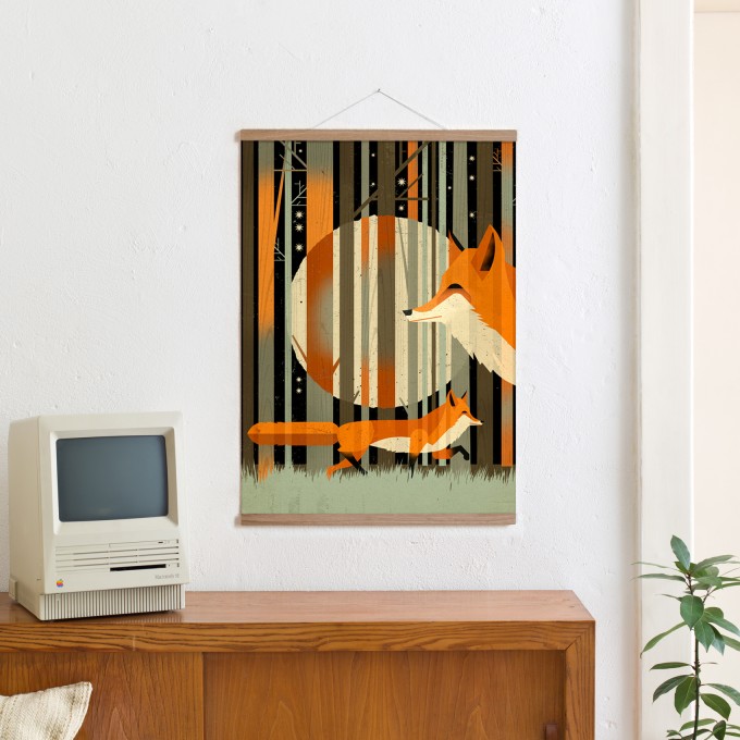 KLEINWAREN / VON LAUFENBERG Set / Midnight Foxes + Magnetische Posterleiste Eiche 50 cm KLEINWAREN / VON LAUFENBERG Set / Midnight Foxes + Magnetische Posterleiste Eiche 50 cm