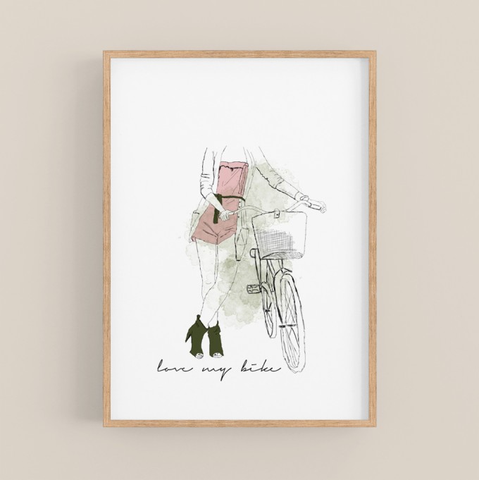 nathys_illustration - Poster/ Kunstdruck "love my bike" DINA4