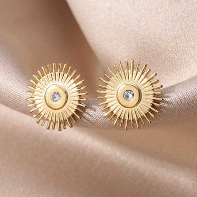 Anoa Ohrstecker Sonne Gold Zirkonia Anoa Ohrstecker Sonne Gold Zirkonia