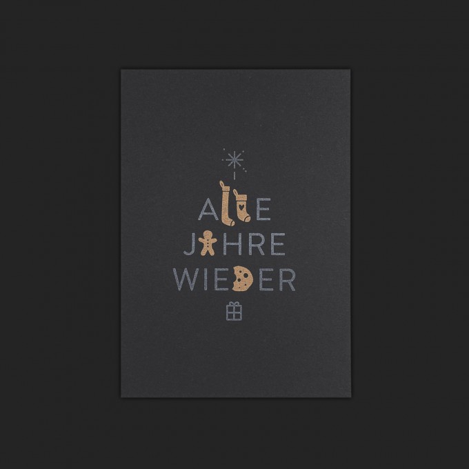 Feingeladen // TYPOGRAFICA // Alle Jahre Wieder (Black Edition) – A6 Feingeladen // TYPOGRAFICA // Alle Jahre Wieder (Black Edition) – A6