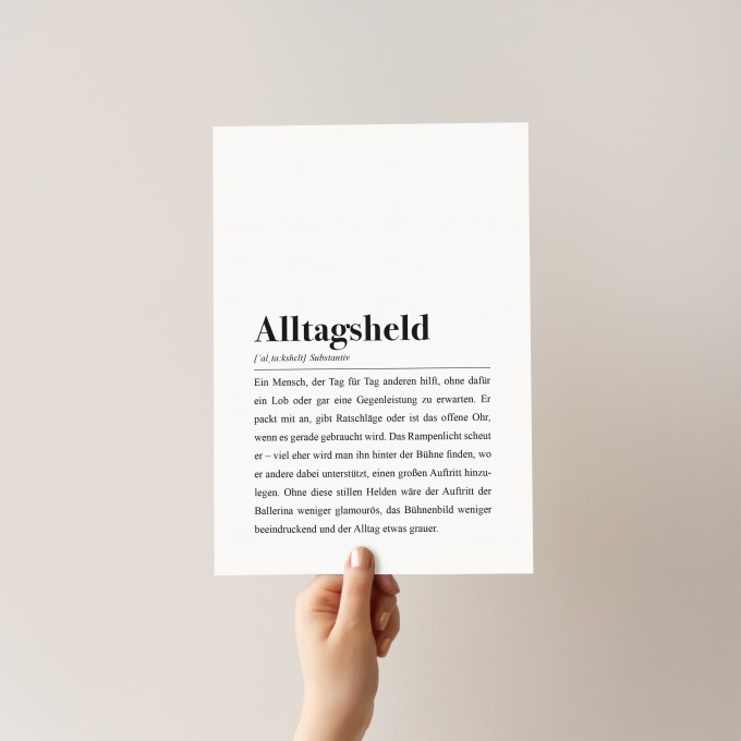 Alltagsheld Poster DIN A4: Alltagsheld Definition - Pulse of Art Alltagsheld Poster DIN A4: Alltagsheld Definition - Pulse of Art