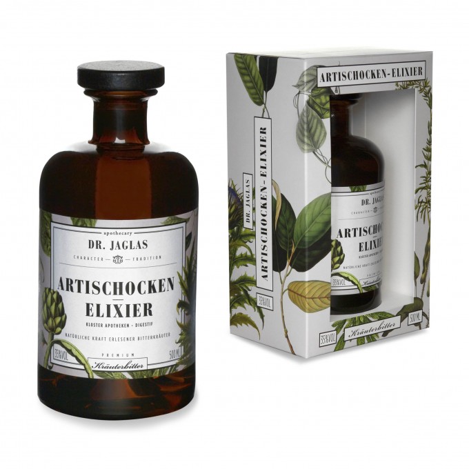 DR. JAGLAS Artischocken-Elixier 500ml Kräuterbitter 35%vol. DR. JAGLAS Artischocken-Elixier 500ml Kräuterbitter 35%vol.