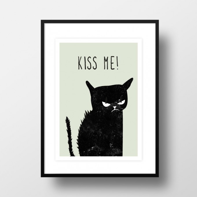 Amy & Kurt Berlin A4 Artprint "Kiss me cat"