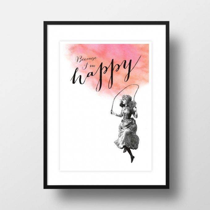 Amy & Kurt Berlin A4 Artprint "Because I'm happy"