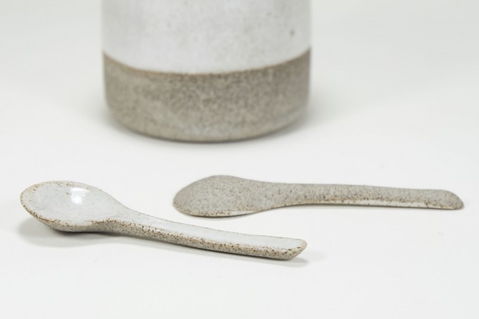 Löffel - handgemacht aus Keramik betongrau - Anita Riesch