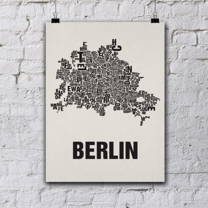 Buchstabenort Berlin Stadtteile-Poster Typografie Buchstabenort Berlin Stadtteile-Poster Typografie