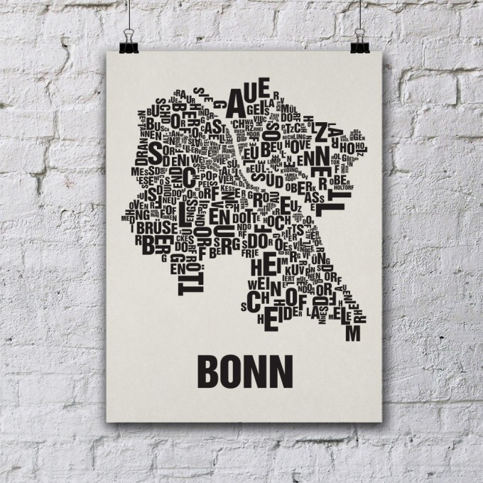 Buchstabenort Bonn Stadtteile-Poster Typografie Buchstabenort Bonn Stadtteile-Poster Typografie