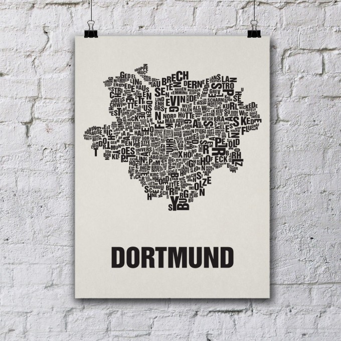 Buchstabenort Dortmund Stadtteile-Poster Typofgrafie Buchstabenort Dortmund Stadtteile-Poster Typofgrafie