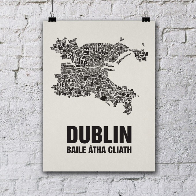 Buchstabenort Dublin Stadtteile-Poster Typografie Buchstabenort Dublin Stadtteile-Poster Typografie
