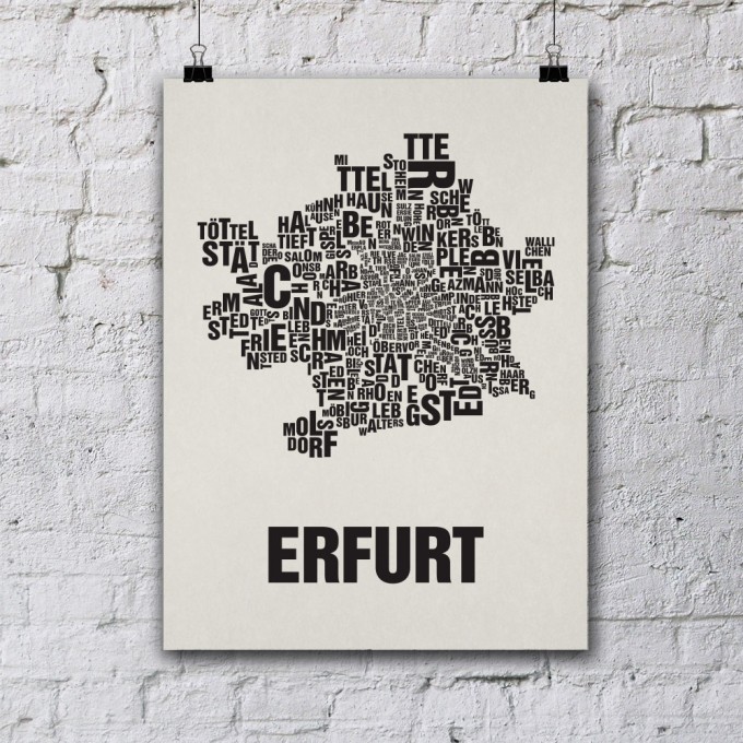 Buchstabenort Erfurt Stadtteile-Poster Typografie Buchstabenort Erfurt Stadtteile-Poster Typografie